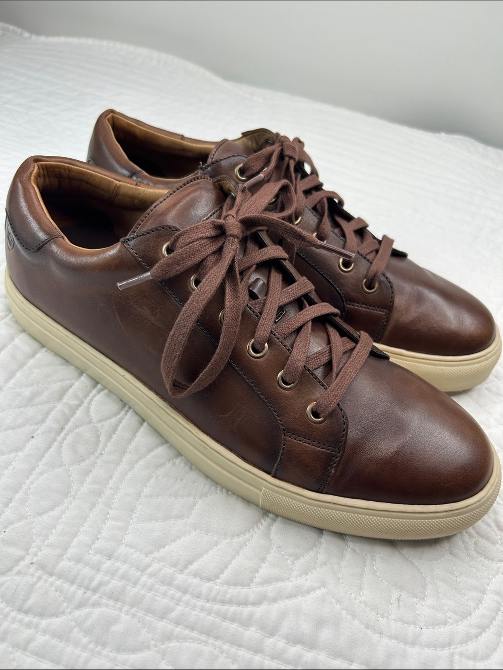 Peter Millar Brown Leather Casual Lace Up Sneaker Dress Shoe